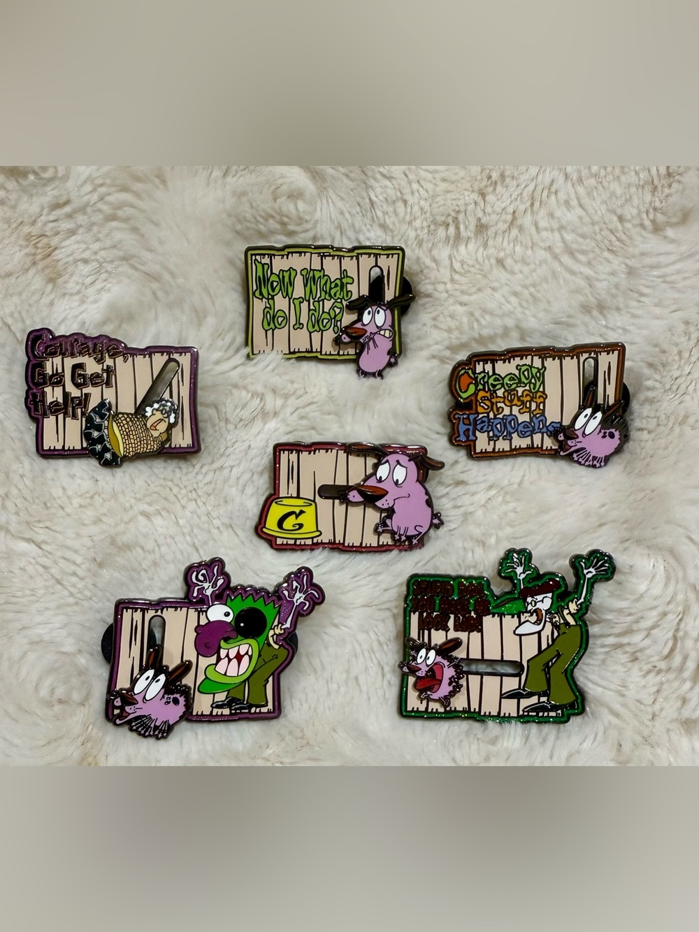 FULL SET Buckle-Down Courage The Cowardly Dog Sliding Blind Box Enamel Pin - Picture 2 of 2